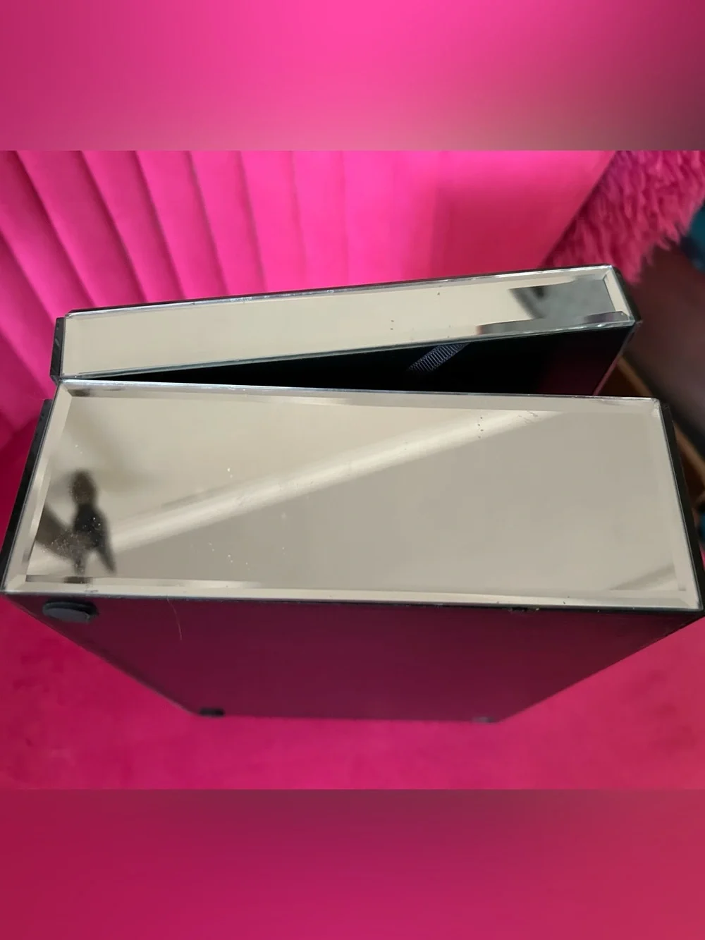 Pier 1 Mirrored Jewelry Tray with Clear Crystal Accents